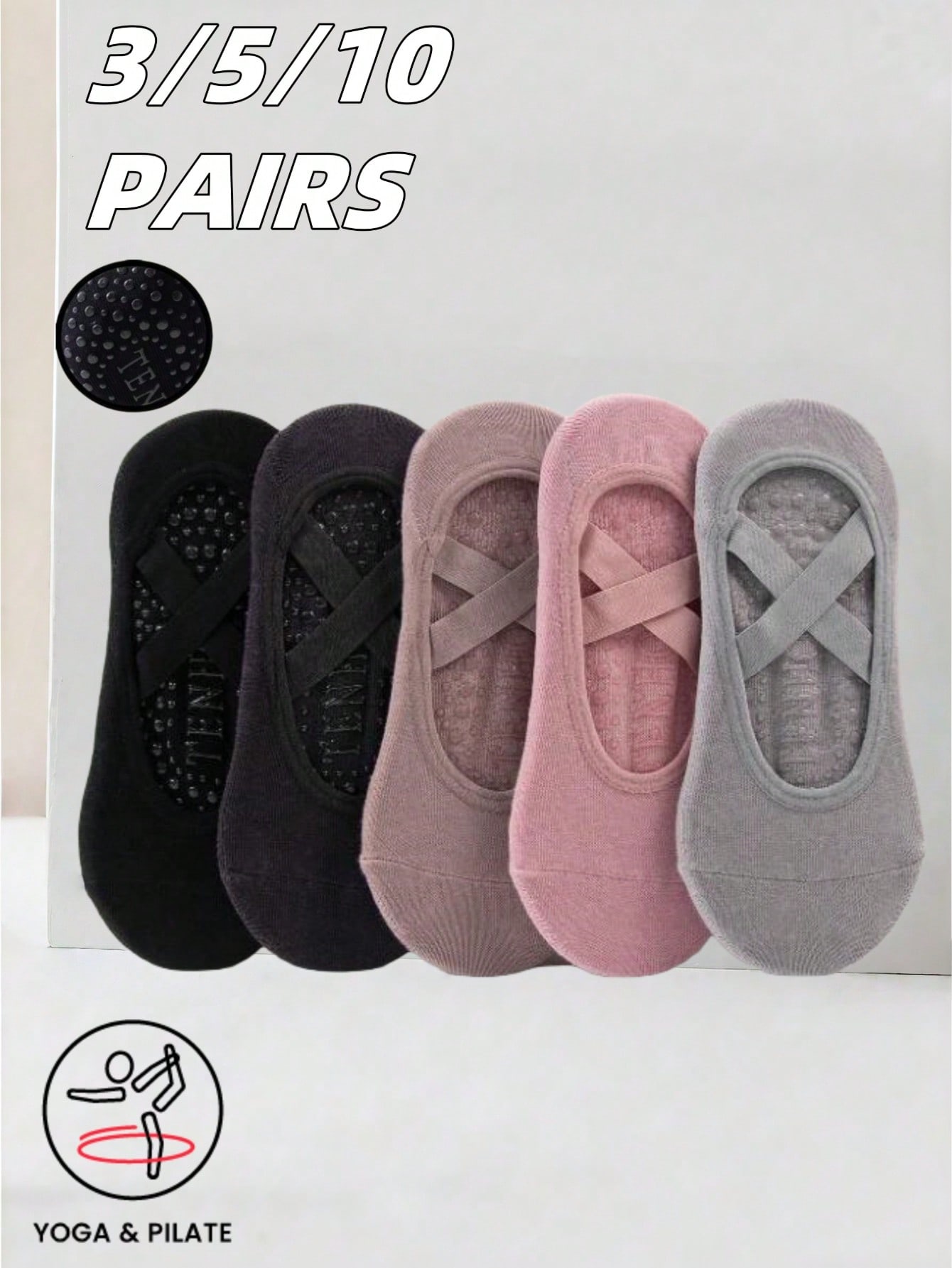 Pilates Yoga Fitness - Anti-slip silicone sole yoga socks with