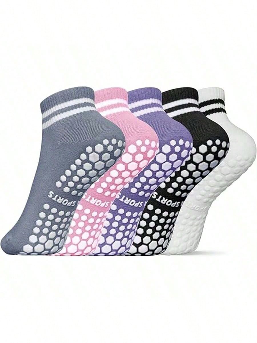 Pilates Yoga Fitness - 5 Pairs Women Double Stripe Non