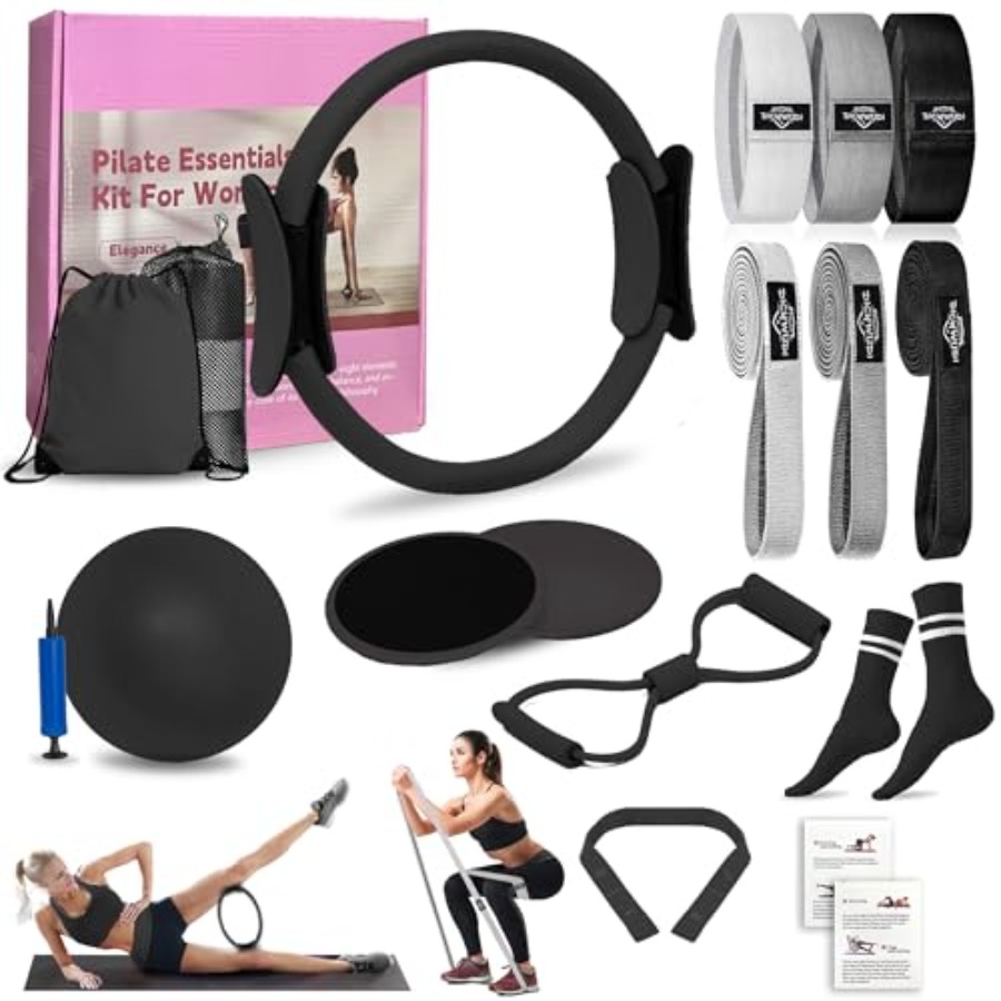 Pilates Yoga Resistance Ring - Home Pilates Kit for Women: Fabric
