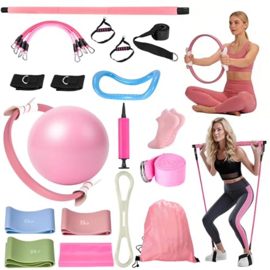 9-Piece At Home Pilates Kit fo - Pilates Yoga Resistance Ring avaliação e preço