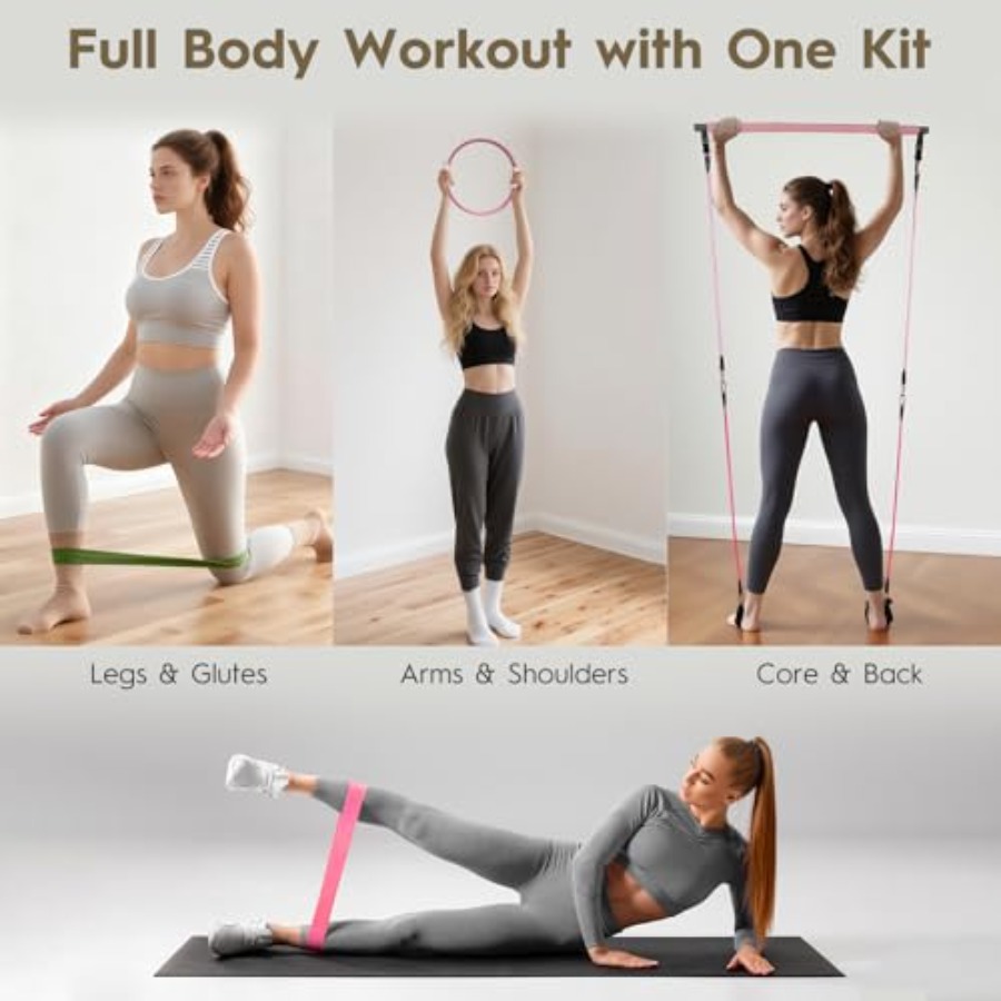 9-Piece At Home Pilates Kit fo - Pilates Yoga Resistance Ring avaliação e preço