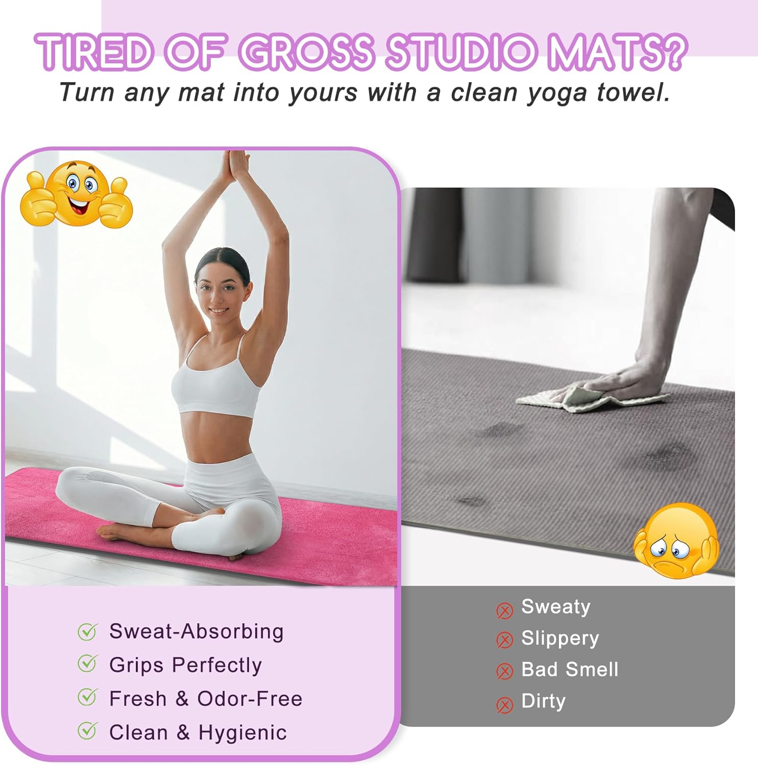 Yoga Mat Towel, Extra Thick 60 - Pilates Yoga Fitness avaliação e preço