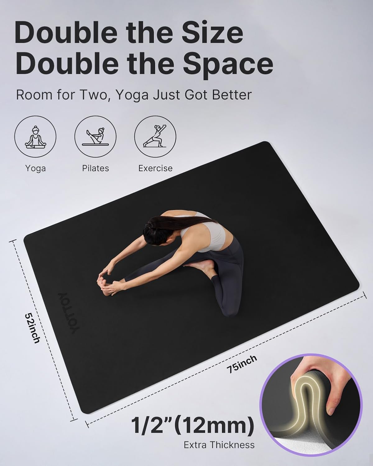 Large Yoga Mat 75x52x1/2in, Ex - Pilates Yoga Towel avaliação e preço